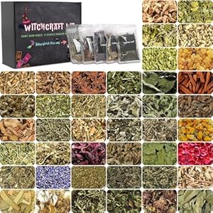 Dried Herbs for Witchcraft Supplies kit 42Pcs, Witch Herbs Set and Dried Herbs and Flowers for Witchcraft Pagan, Rituals, Spells, Lye for soap Making and Candle Wax for Candle Making