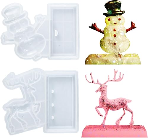 Molde de silicona de muñeco de nieve de Navidad, alce, ciervo, moldes de resina de Navidad, molde de resina epoxi para bricolaje, manualidades, mesa