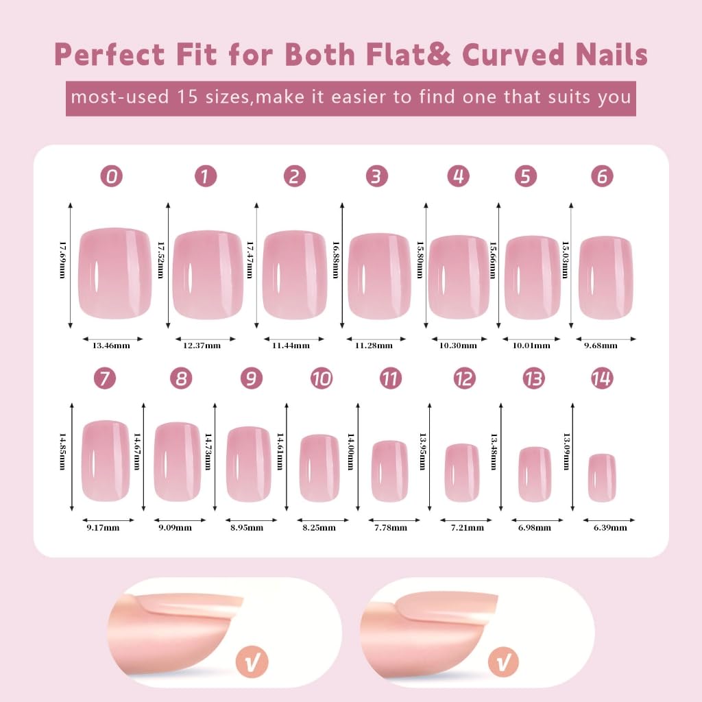 1 Box Soft Gels Nails Tips Full Cover Stick on Nails Short French Tip False Nails