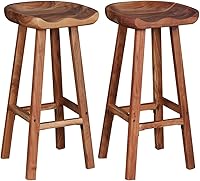 Vista 4 de Taburete de bar rústico Elegent, taburetes de altura de encimera de cocina con patas de madera, taburetes de desayuno para encimera de cocina