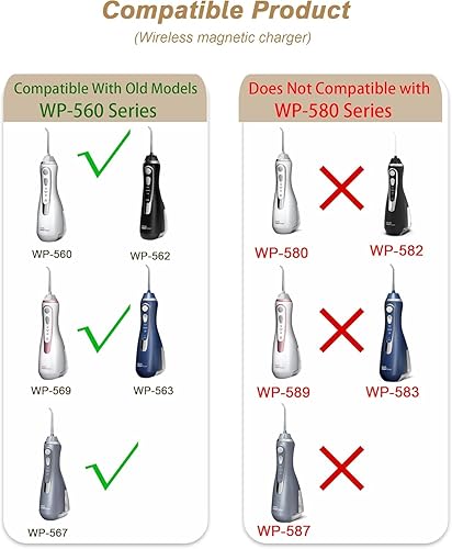 Miniatura 2 de VHBW Cargador magnético para irrigador dental Waterpik WP-560, cable de carga compatible con irrigador de agua inalámbrico Waterpik WP-560 WP-562