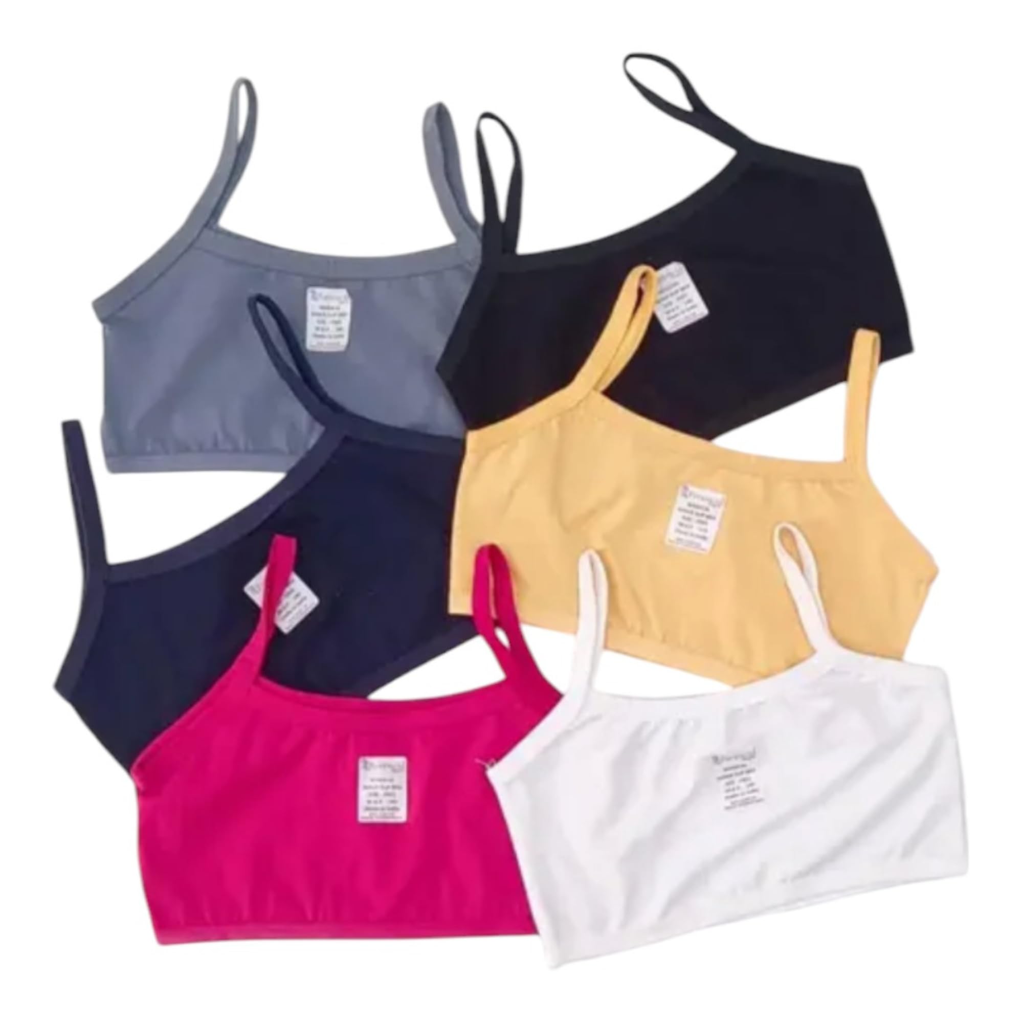 Shop2karma Pack of 4 Solid Beginner Bras for Girls/Kids & Camisole | Soft & Stretchy |Regular Fit | 100% Cotton (Multi Color)-picture-22