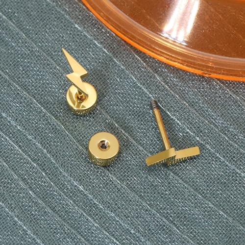 ZDE Titanium Women Flatback Earrings Celestial Lightning Bolt Stud Earrings 5mm Flat Back CZ Earrings Hypoallergenic Cartilage Flatback Earring Tragus Helix Tragus Conch Piercing4