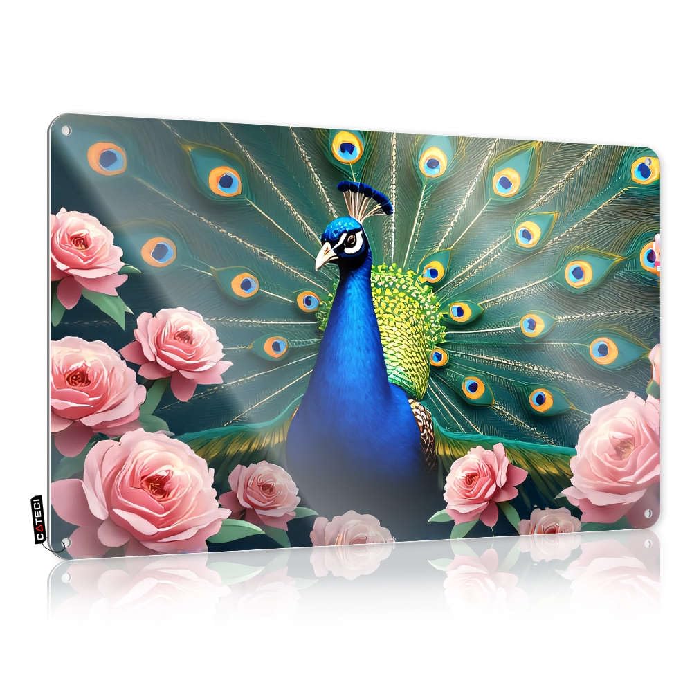Fzfn Colour A Peacock With Vibrant Feathers Surrounded By Pink Roses. Decor Camping Decorations Decorative | Americana Soft Area Hanging Art For Mancave Living Room(20X30cm)