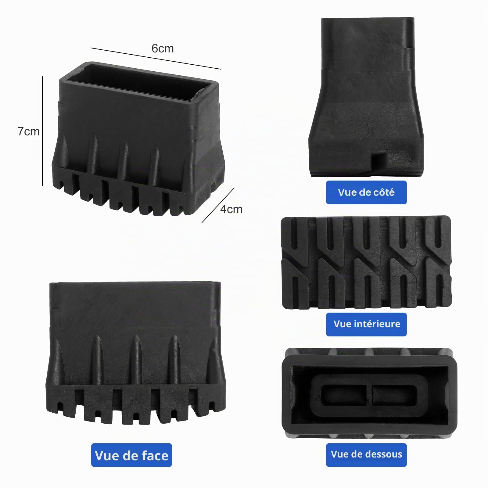 4PCS Embout Escabeau Pied Escabeau Patin Echelle Caoutchouc Pied Echelle Remplacement - Antidérapant Universel Protection Sol Durable Résistant pour Échelle Alu Maison Jardin Bricolage
