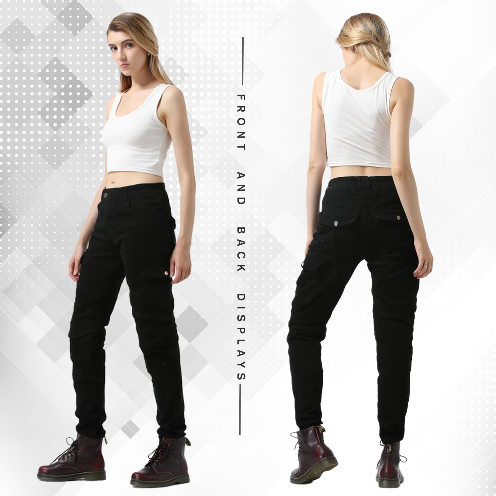 Donna Moto Biker Jeans Rinforzato Protezione Pantaloni Linning Includono Armature Motorcycle Pants