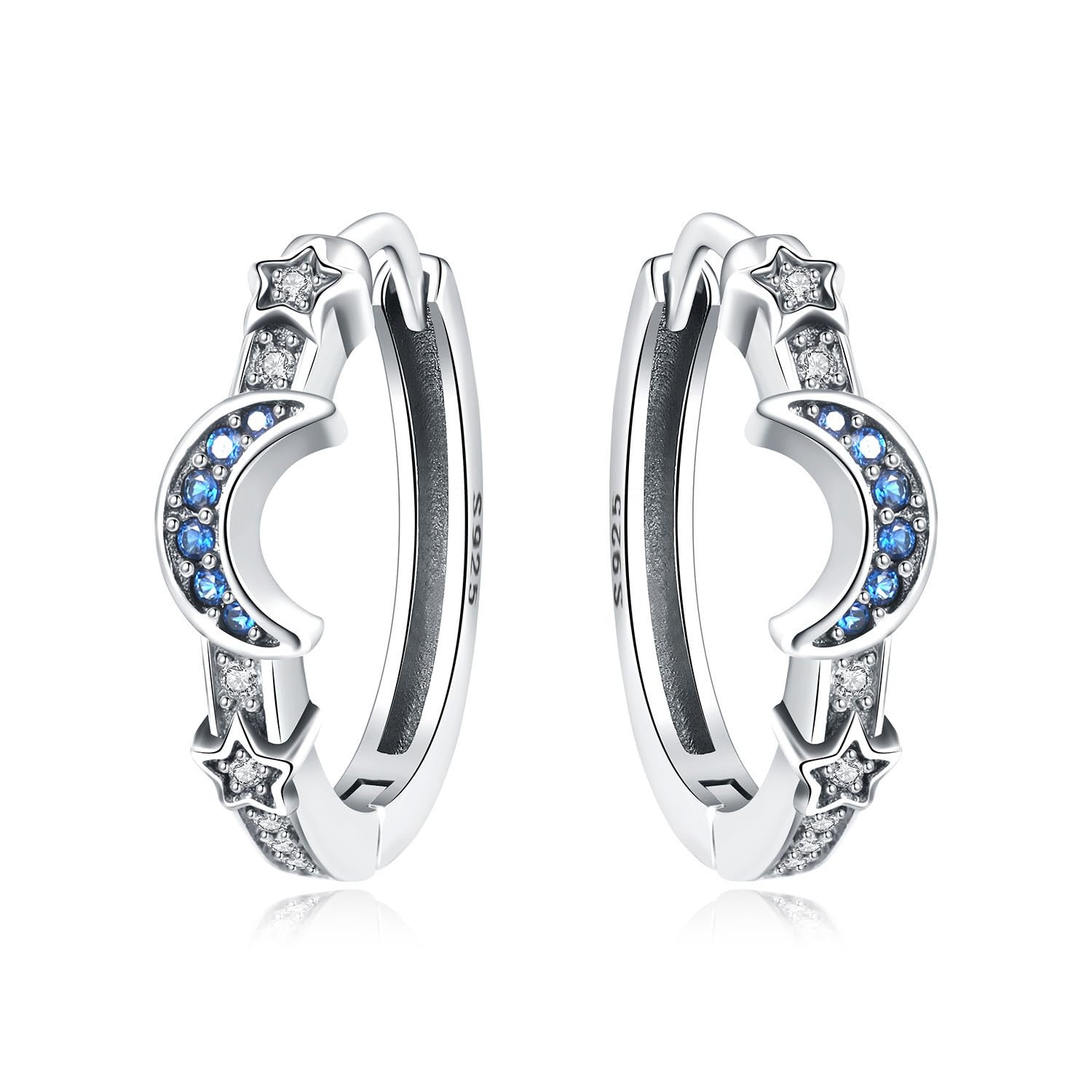 Pendientes de aro de plata de ley 925 para mujer, hipoalergénicos, estilo huggie — view 36