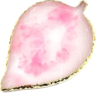 Jancosta 1Pcs Leaf Shape Nail Art Palettes Nail Mixing Palette Polish Color Mixing Plate Golden Edge Resin Nail Holder Nail Art Display Cosmetic Mixing Tools (Pink)