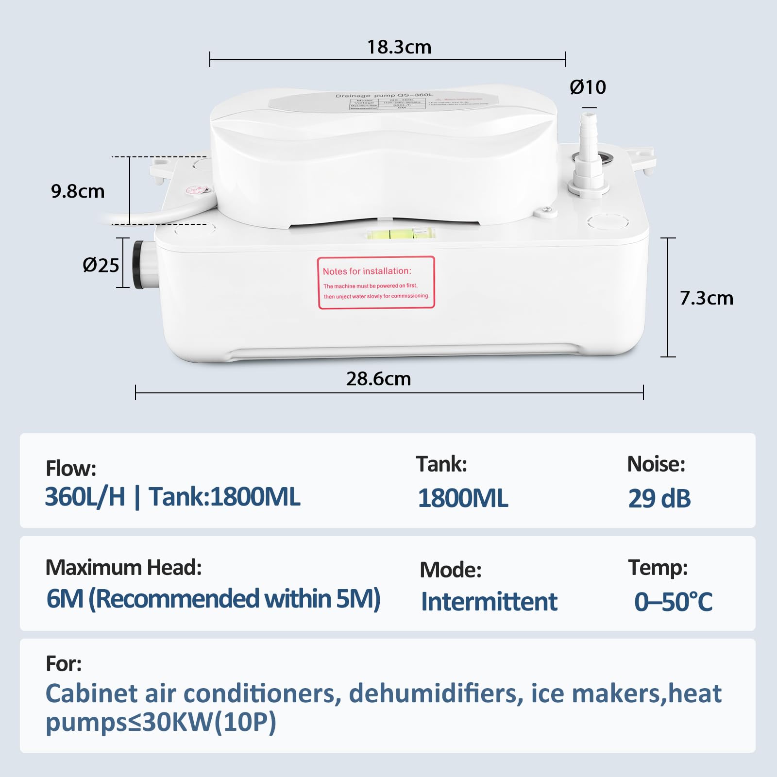 BAOSHISHAN Pompa di drenaggio aria condizionata 360L/H Pompa di condensa