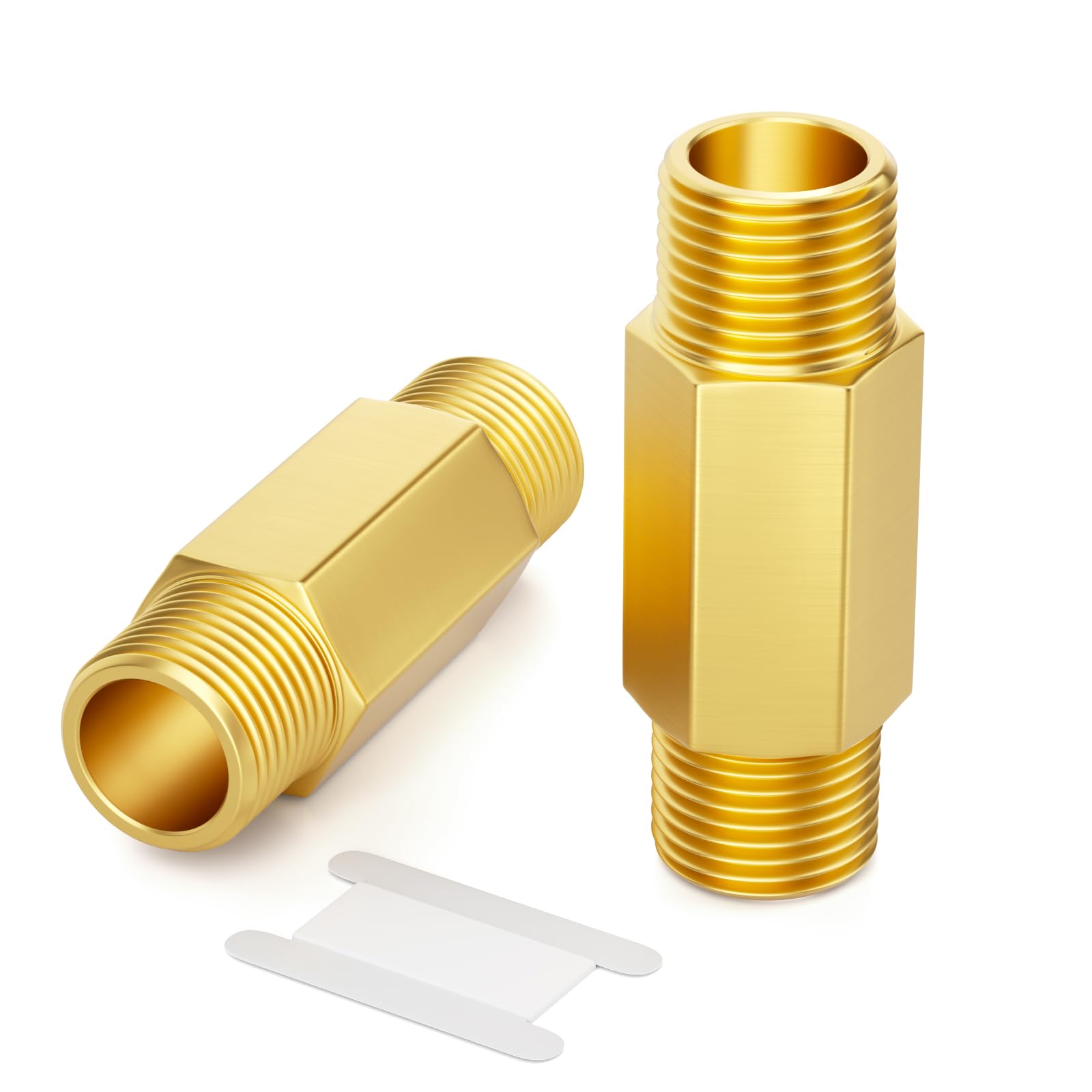 GASHER 2PCS 3/4"MNPT Brass Long Nipple 2" Length Pipe Fitting