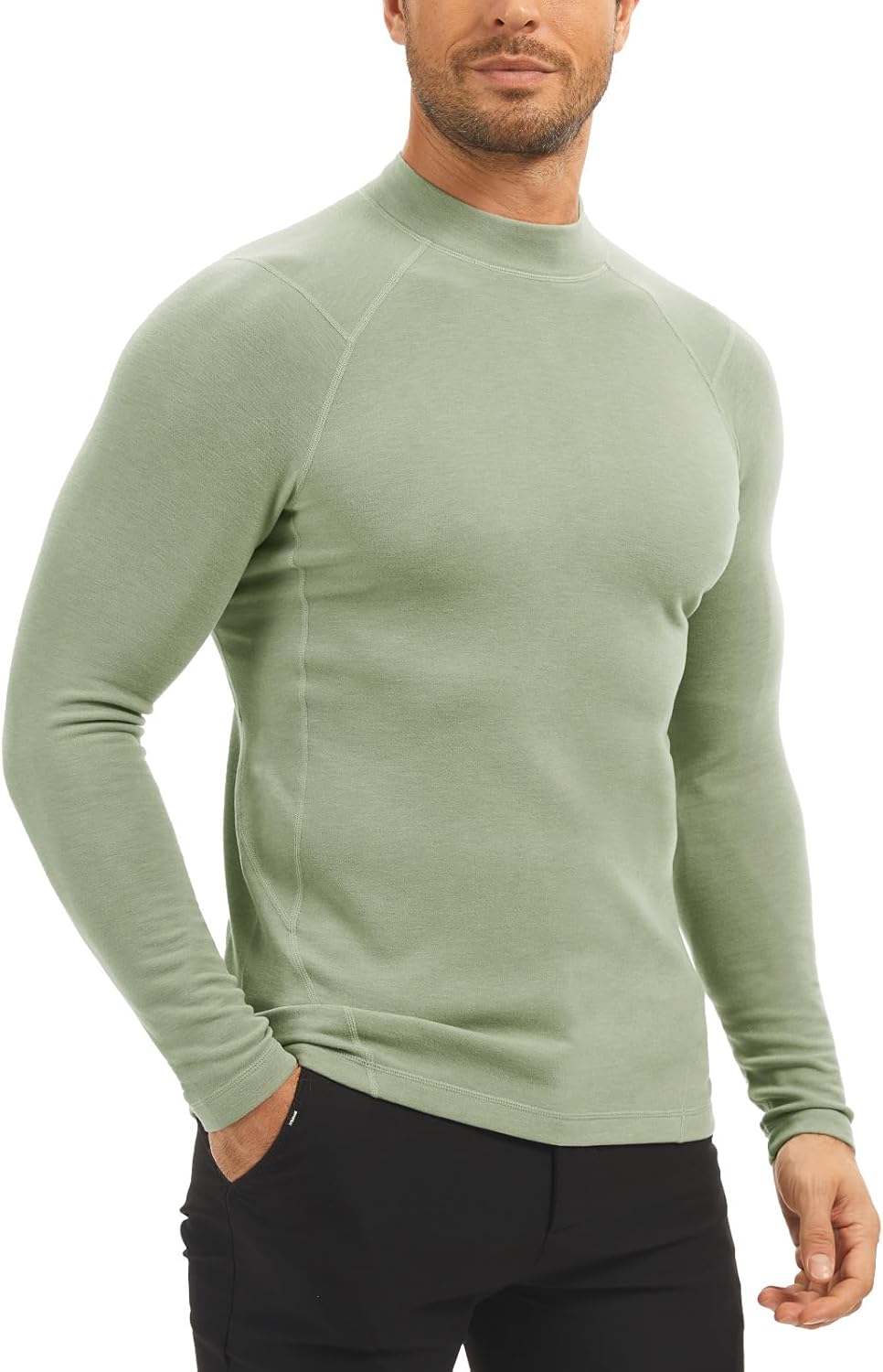 MEETYOO Thermal Compression Shirts for Men Long Sleeve Running Undershirt Turtleneck Base Layer for Winter Cold Weather