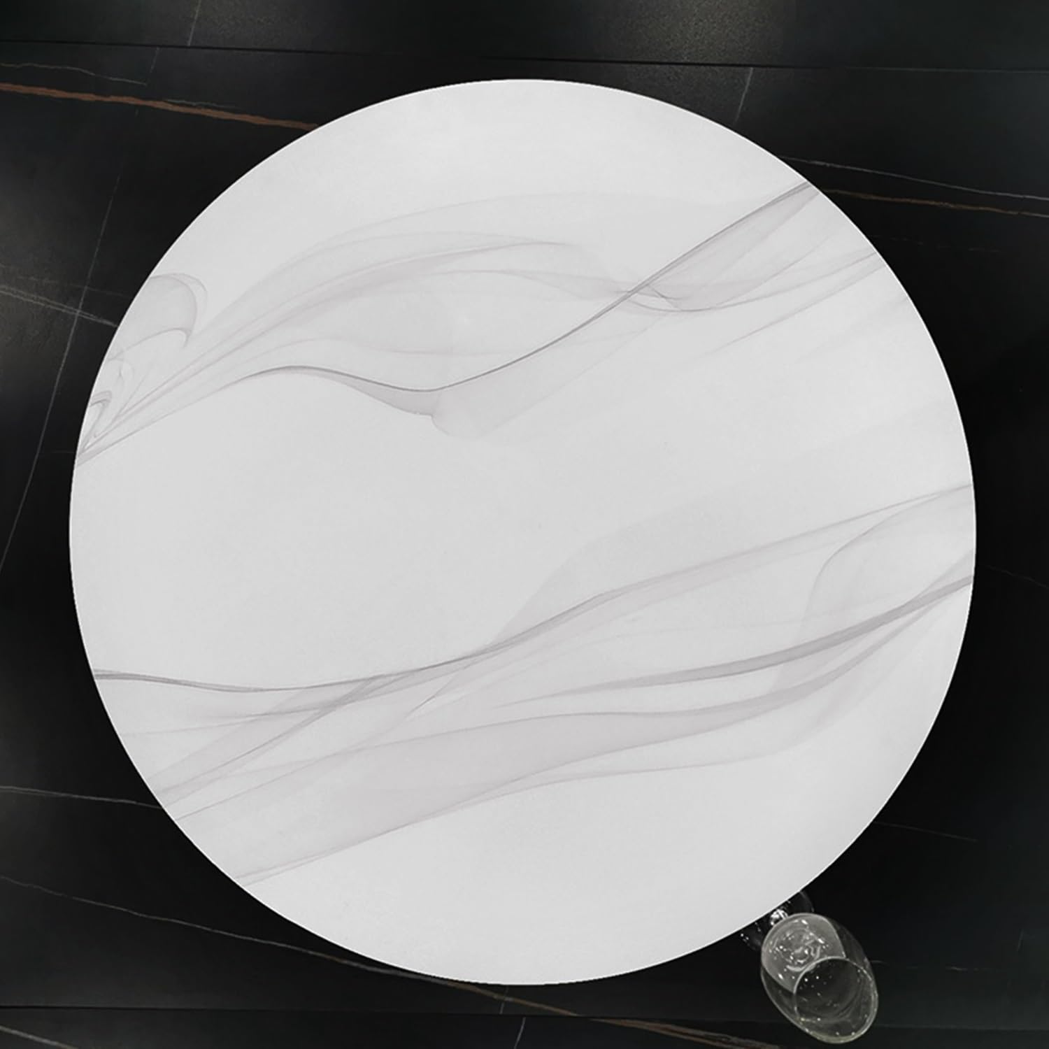 Lazy Susan runder Drehteller, Drehteller aus Steinplatte, Esstisch, leise Rotation (Weißgrau, 90 cm / 36)