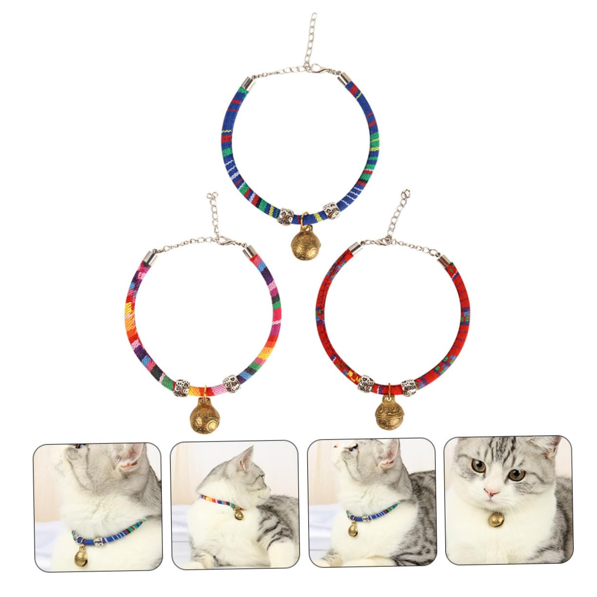 VANZACK 9stücke Teiliges Katzenhalsband Mit Verstellbarem Glockendesign Ethnischer Stil Für Katzen Und Kleine Hunde Mit Angenehmer Haptik Und Hoher Strapazierfähigkeit