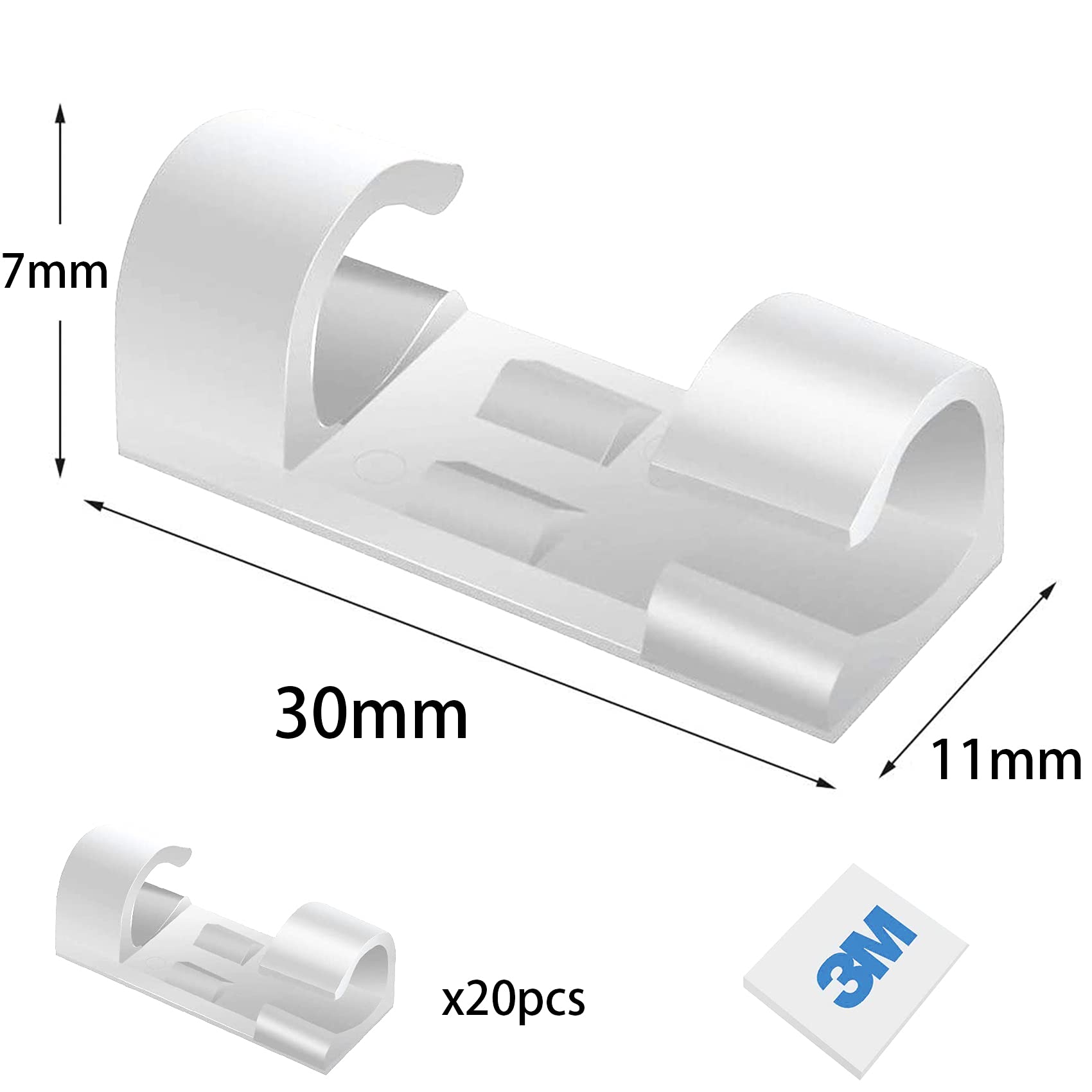 Fermacavo Autoadesivo JeoPoom 20 Pezzi - Clip Con Adesivo 3M, Trasparenti, Per Gestione Cavi Scrivania