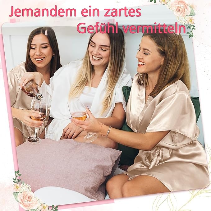 Lot de 6 peignoirs de chambre pour femme - En satin - Col en V - Avec ceinture - Pour fête de mariage, jour de mariée