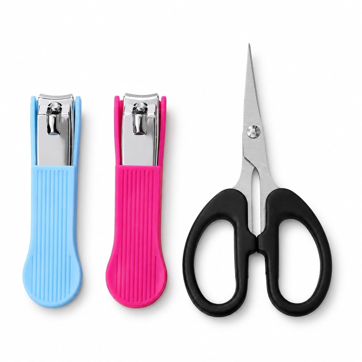 2 Nail Cutters & 1 Scissor Combo Pack | Stainless Steel Nail Clipper Set | Value Grooming Kit for Men, Women & Kids | Travel Friendly-image-47
