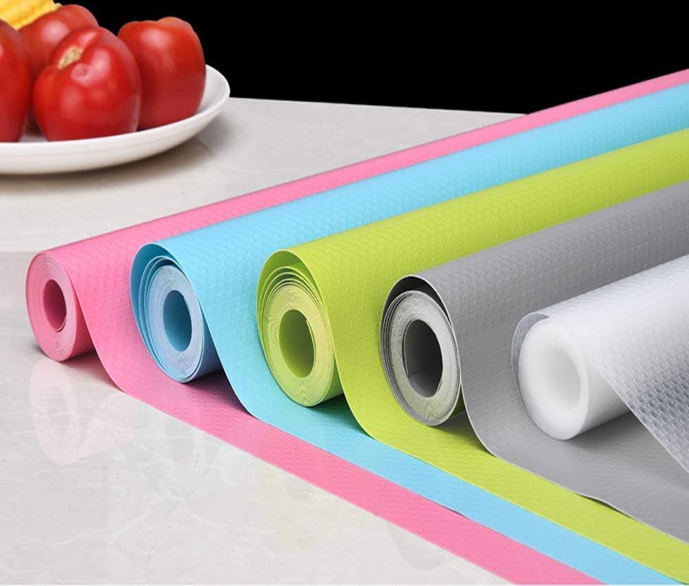 VNC Waterproof Anti-Slip & Anti-Skid Wardrobe Cupboard Shelf Liner Roll Fridge Mats Non-Adhesive Cabinet Mat for Kitchen Home Desks Dining Table Runner (Random Colour, 5 Meter, Pack of 1)