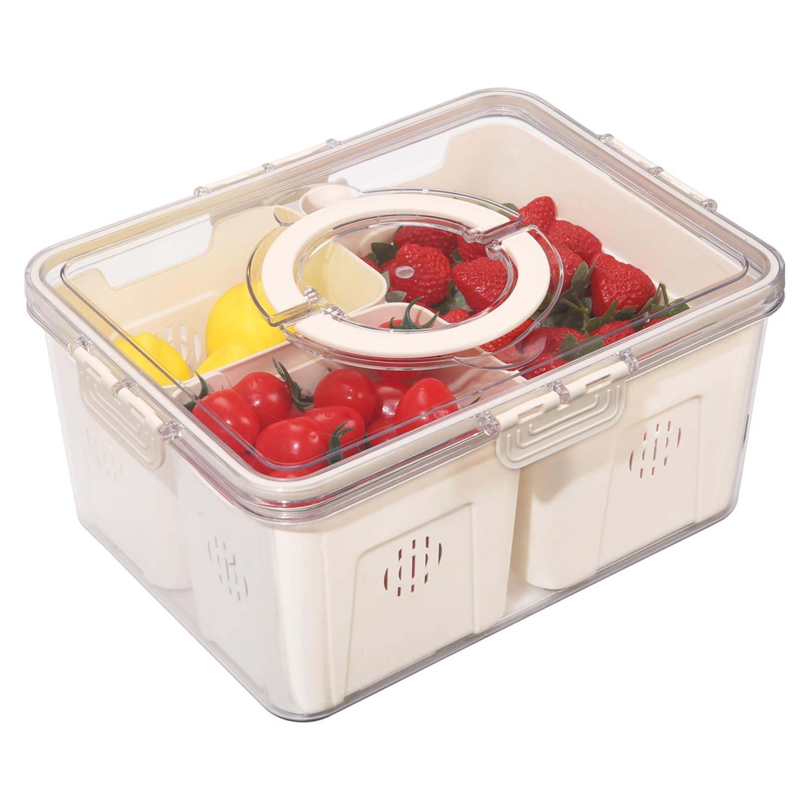 Contenitori ermetici per alimenti con coperchi e manico, contenitori per frigorifero con 3 scolapasta rimovibili, organizer da cucina e stoccaggio, essenziali per appartamenti, contenitore per frutta