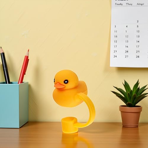 Miniatura 4 de Tapón de paja de silicona con forma de pato amarillo, diseño de dibujos animados, pajitas decorativas, puntas de estribillo, accesorios de botella,