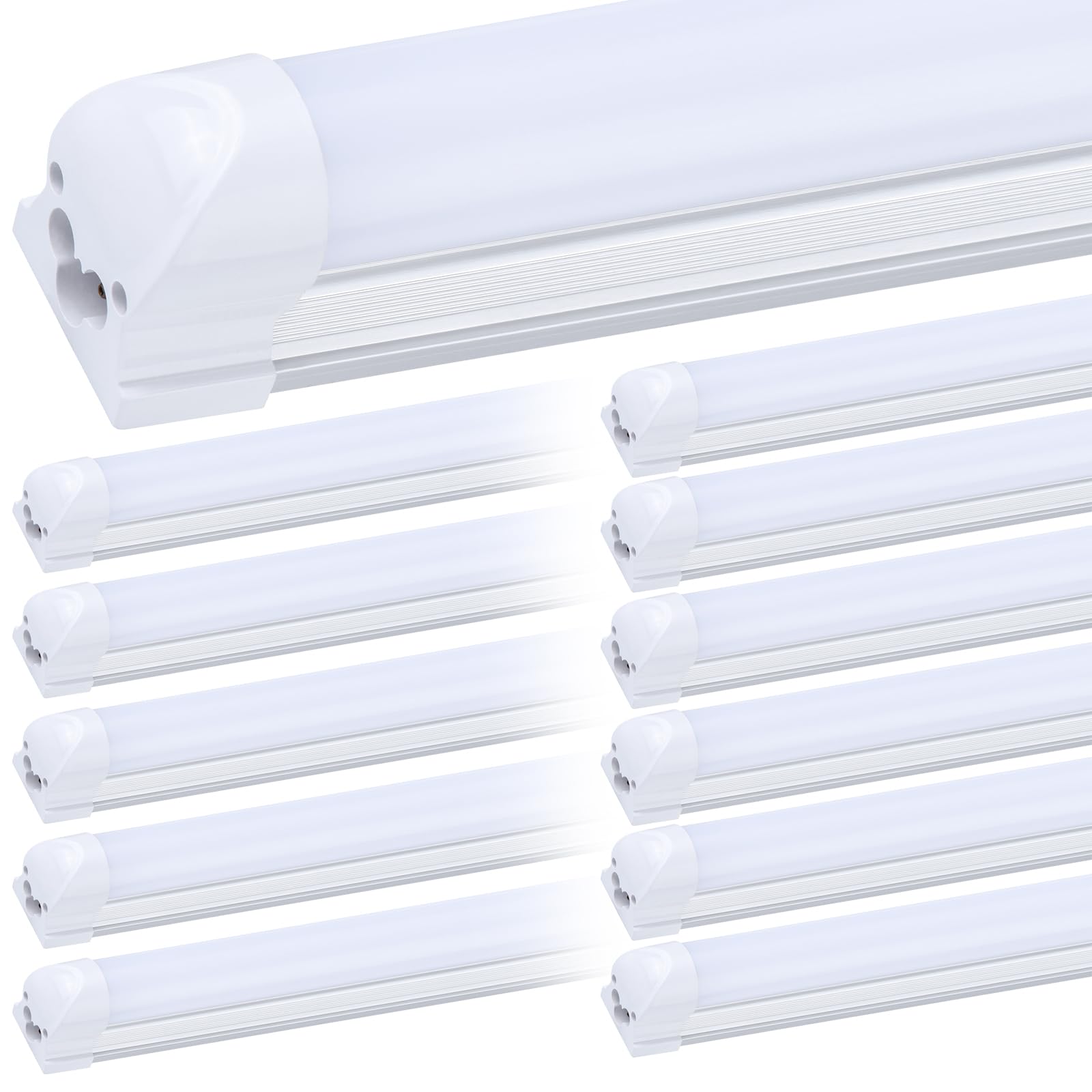 (12-Pack), 8FT LED Shop Light Fixture, Super Bright 100W 6000K Cold White 15000LM, 8 Foot Led Lights, Flat 2 Rows Flat Shape 96" LED Shop Lights,Linkable T8 LED Tube Lights for Garage Warehouse