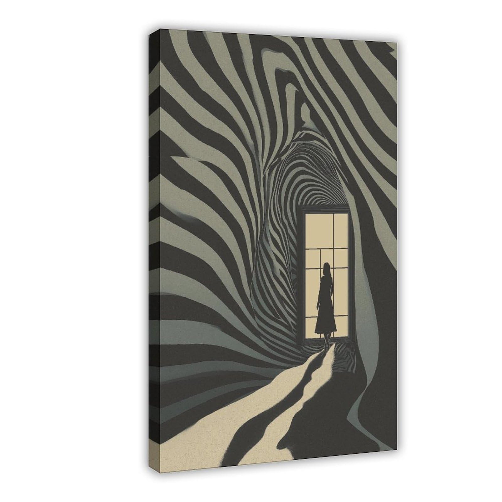 YWTJAX Surreal Zebra Tunnel Poster Canvas Poster for Office Decor Gift