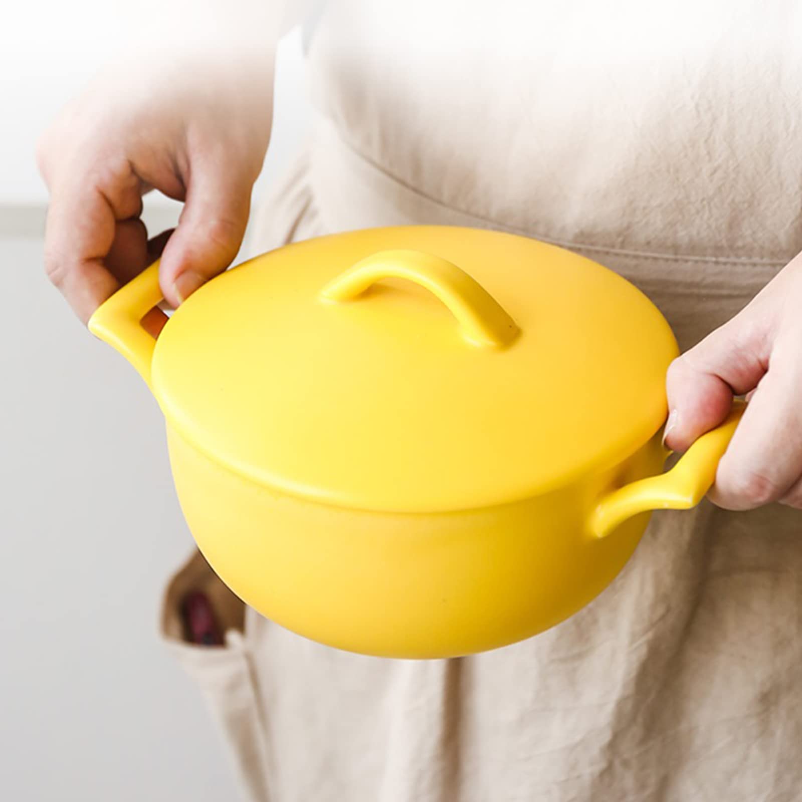Cuenco de cerámica Ramen Bowl Tazones de sopa profundos Reutilizables Cuenco de desayuno con tapa y mango Adecuado for pasta Sopa Polvo Cereales Ensaladas Lavavajillas Caja fuerte - 800ml