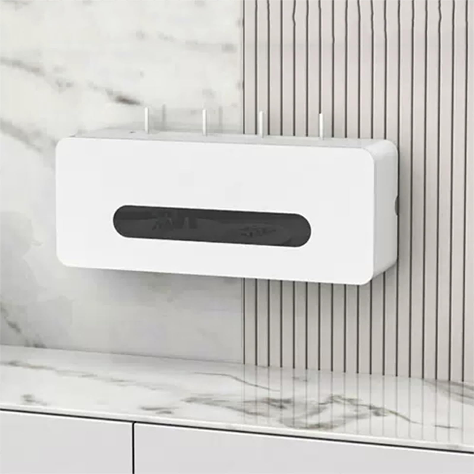 Drewniany naścienny kabel nizer do routera bezprzewodowego, funkcjonalna półka do domu i biura, WiFi i design, idealna do przestrzeni wolnych od bałaganu