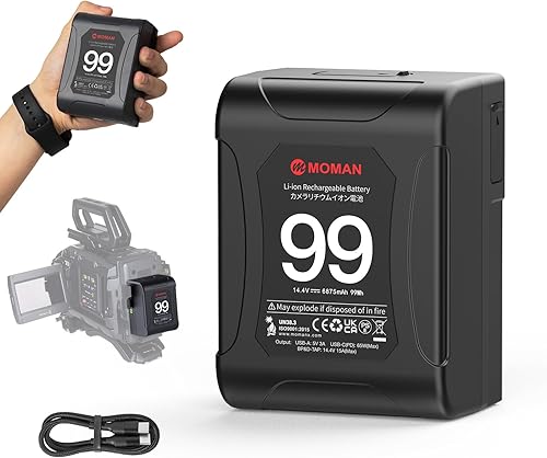 Miniatura 9 de FXLION Nano ONE oficial Batería de montaje en V de 3400 mAh (50 Wh14.8 V) con D-TAP, USB-C, USB-A, enchufes micro USB, mini banco de energía de 10