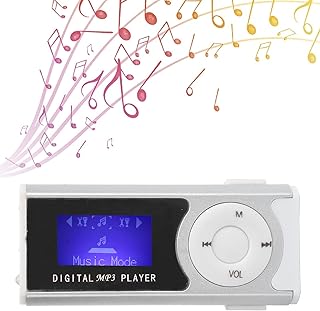 Mini Reprodutor de MP3 Portátil, Mini Reprodutor de Música MP3 Reprodutor de Mídia Digital Portátil, Clipe Traseiro Esportivo, Com Cartão de Memória de Suporte para Tocha LED, Leve e Portátil (Prata)