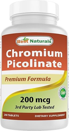 Best Naturals Tableta de picolinato de cromo, 200 mcg, 240 unidades