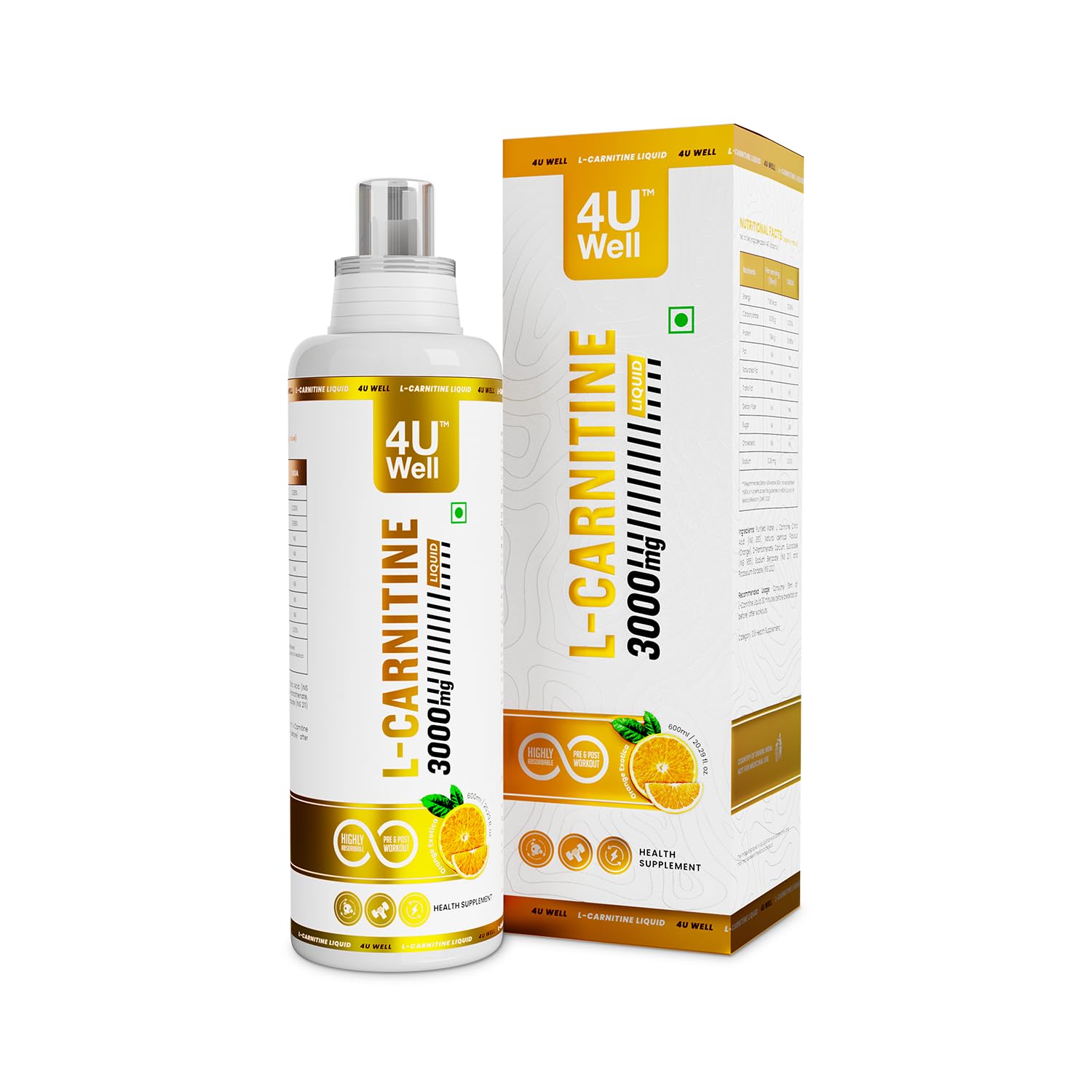 L-Carnitine Liquid 3000mg Supplement | Zero Sugar Energy Drink | Supports Workout Performance, Recovery & Metabolism | Pre & Post Workout Formula | Orange Flavor - 600ml-image-17