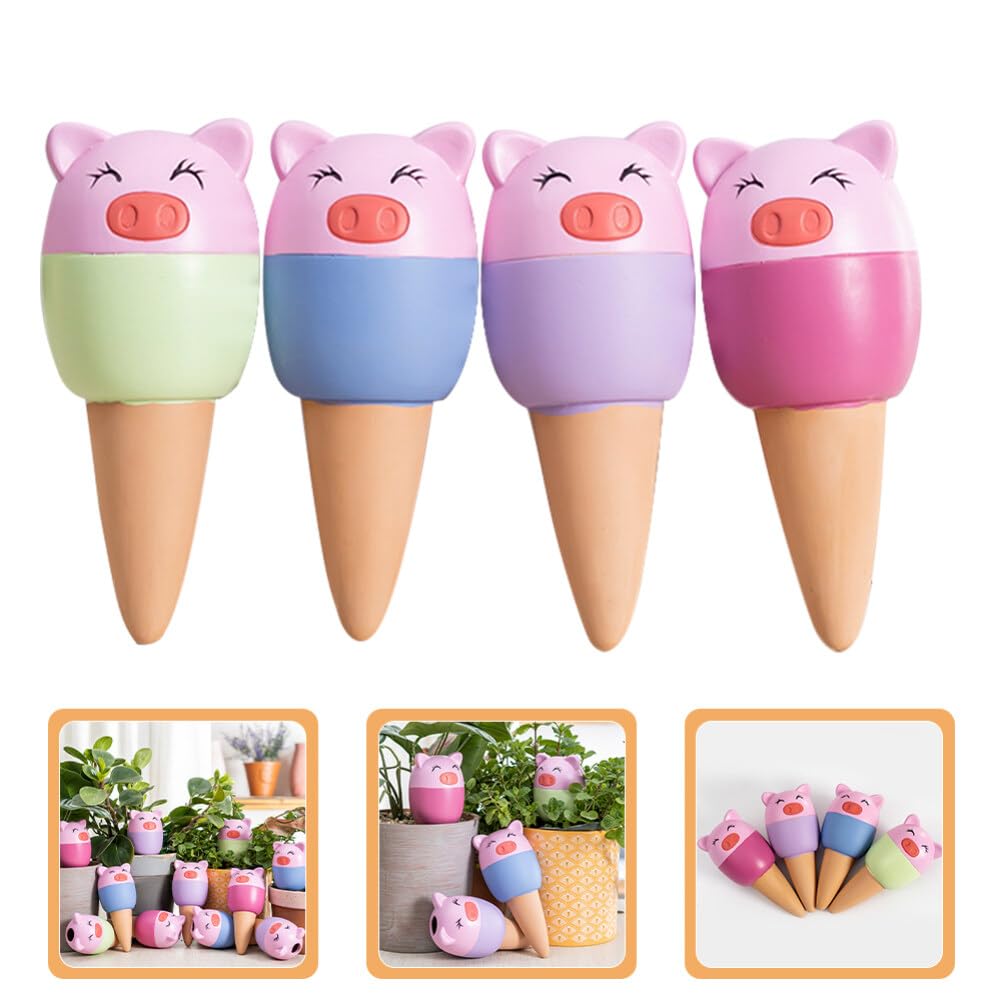 BESPORTBLE Pointes D'arrosage en Terre Cuite 4 Pièces Cochon Pointes D'arrosage Automatique Globes Animal Mignon Jardinières en Terre Cuite À Arrosage Automatique Arroseur Automatique