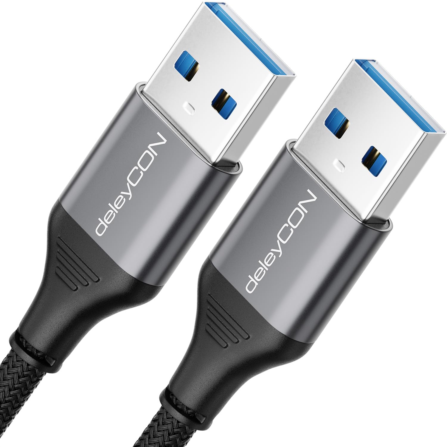 deleyCON 5m USB 3.0 Kabel - Super Speed 5Gbit/s (2x USB-A-Stecker) Aluminium Stecker + Nylon Kabel Datenkabel für Laptop, HDD, Drucker, Modems, Festplatten, Kameras usw.