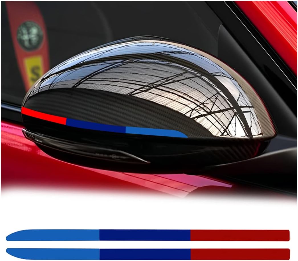 AICEL 6 Pcs Rearview Mirror Car Sticker Reflective Stripe, Waterproof DIY Car Mirror Graphic Decoration, Personality Decal Universal Exterior Decorative Accessories for Auto Side Mirror (Blue-Red)