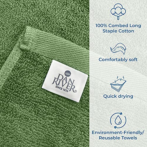 Image of DAN RIVER Bath Towels Set of 4, 27 x 54 Inches, 100% Cotton, Larger & Lighter Weight, Quicker to Dry, Super Soft and Absorbent, Ideal Large Bath Towel for Daily Use, Sage Green