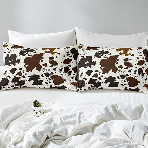 Miniatura 4 de Erosebridal Juego de sábanas de cuero de vaca marrón diseño de animales occidentales color negro y blanco de cuerno largo de piel de vaca de las