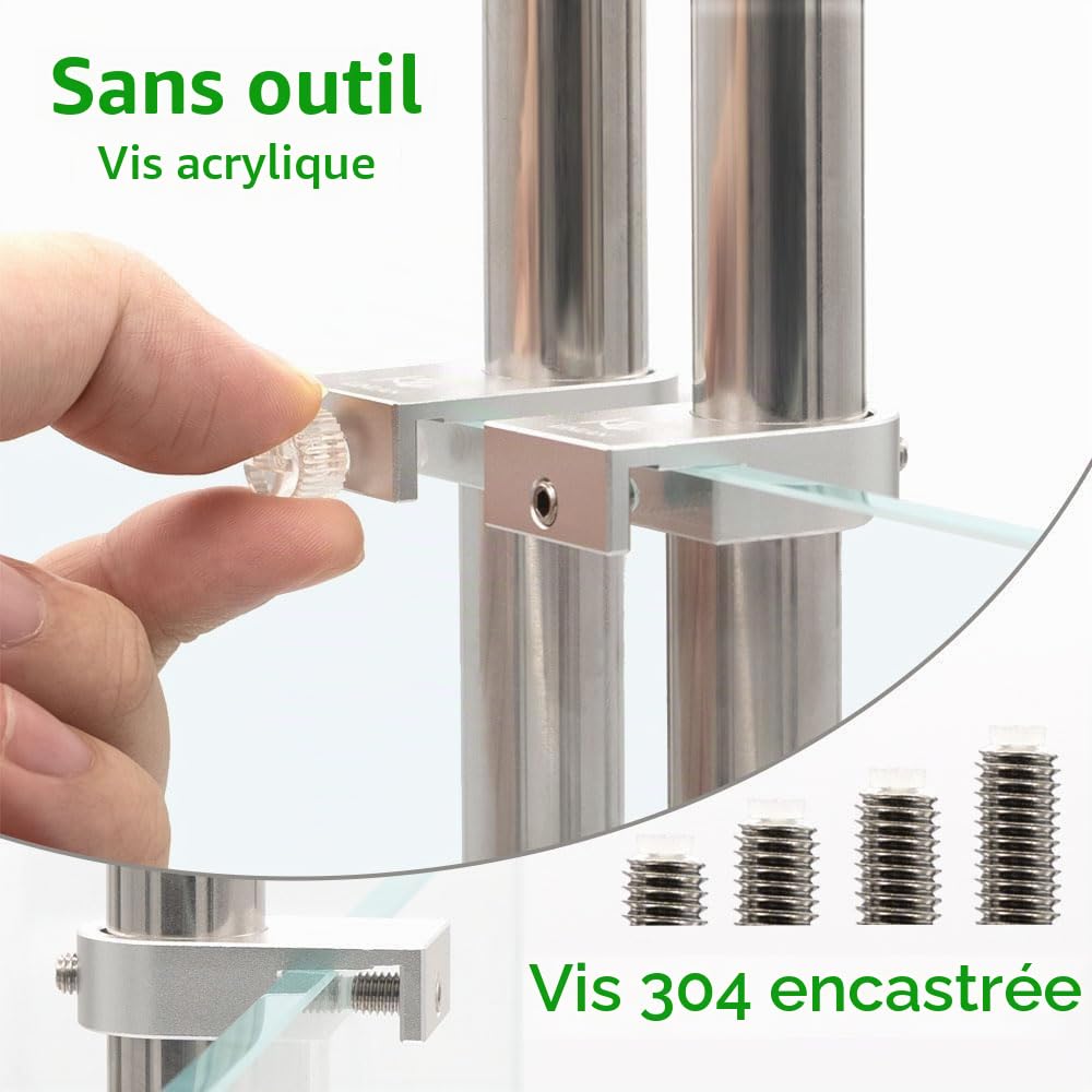 LINLAN Entrée/Sortie Lily Pipe en Acier Inoxydable 304 avec Mini Fixation en Alliage d'Aluminium, Sortie rotative à 360°, pour Tuyau de Filtre 16mm ID, pour Aquariums sans Cadre (16mm)