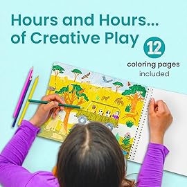 Cupkin Safari Animal Sticker Book Activity for Kids, Toddler Airplane Travel Essentials, 500+ Stickers for Kids + 12 Scenes + 12 Coloring Book Pages, Animal Lover Children\'s Gift, Crafts Ages 2-8