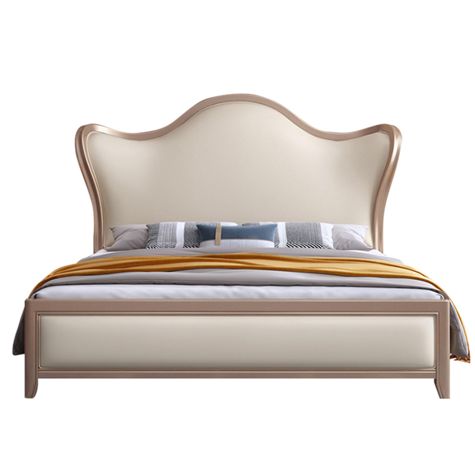 King Size Mid-Century Bed Set Upholstered Platform Bed Frame with Headboard and Lift Up Storage Strong Wooden Slat