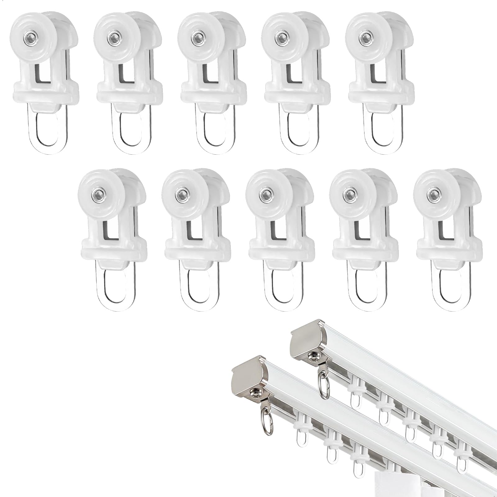 Sliding Curtain Hooks, Window Hooks, Curtain Track Roller Pulley Wheel, Stainless Steel Household Rail Metal Two Wheels