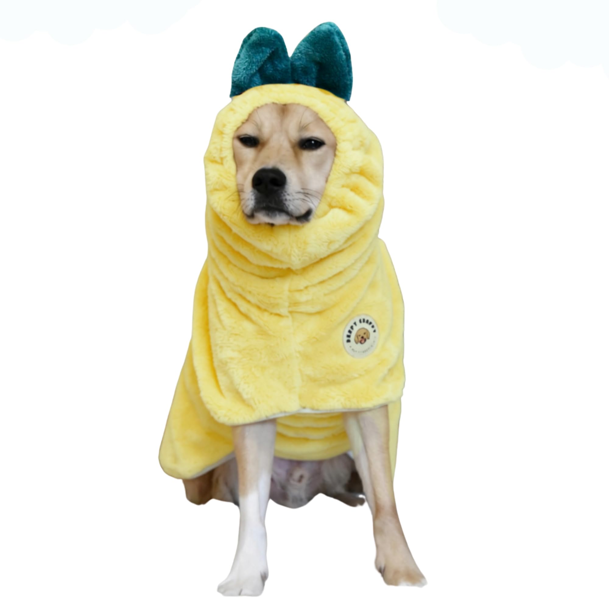 DERPYCHAPPY Premium Dog Bathrobe Towel Made in Korea – Super Absorbent & Fast Drying Adjustable Microfiber Robe for Dogs, Cats & Puppies – Soft Extra Warm Dog Coat – Pool Bath Supplies (L, Lemon) — image 1