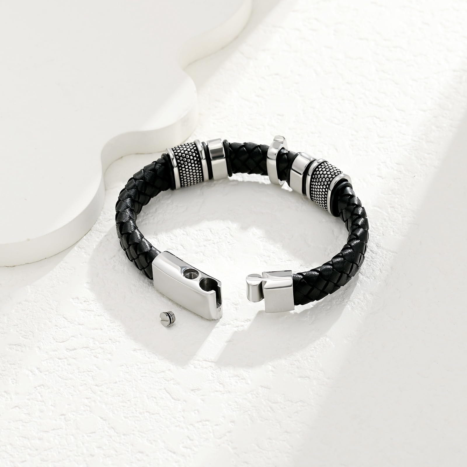 Bracciale a forma di croce per cenere, in vera pelle, con cenere commemorativa, gioielli, urna, ricordo
