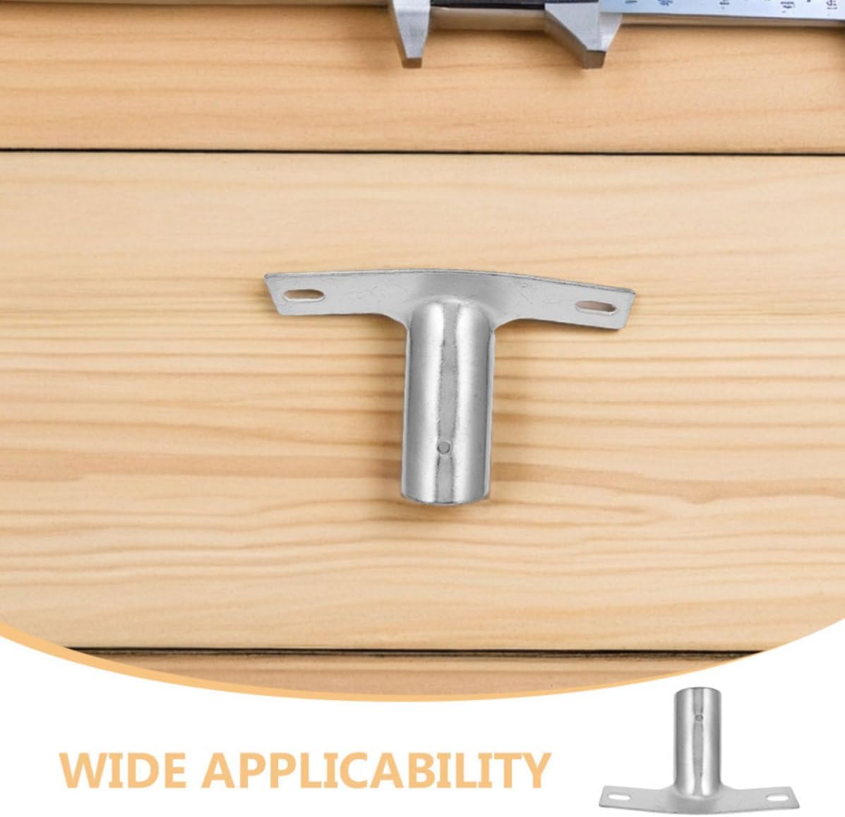 5pcs Heavy Duty Broom Handle Replacement Bracket Iron Silver Connector | Screw Locking Adapter, Universal Mount for Mop Head Repair and Extension, Ergonomic Design for Cleaning Tasks