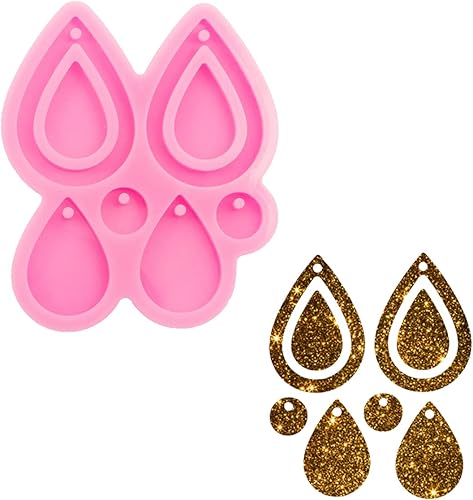 Angel Wings Moldes para aretes con forma de lágrima, molde de resina brillante de silicona para aretes de tamaño pequeño, fabricación de joyas,
