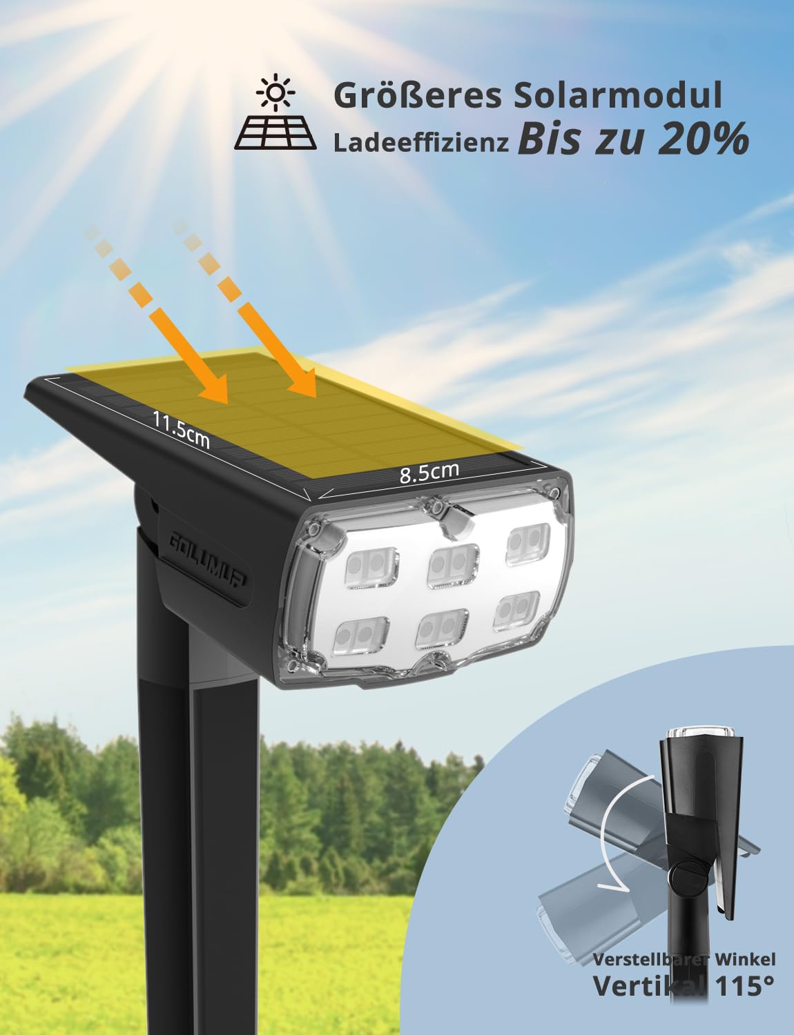 Solarleuchten Garten Solarstrahler Solarlampe Bunt/RGB, 8 Farben und 1 Regenbogenfarbe, LED Solar Gartenleuchte IP67 Wasserdicht für Außen Hof Terrasse Halloween Weihnachten Festivals 6 Stück