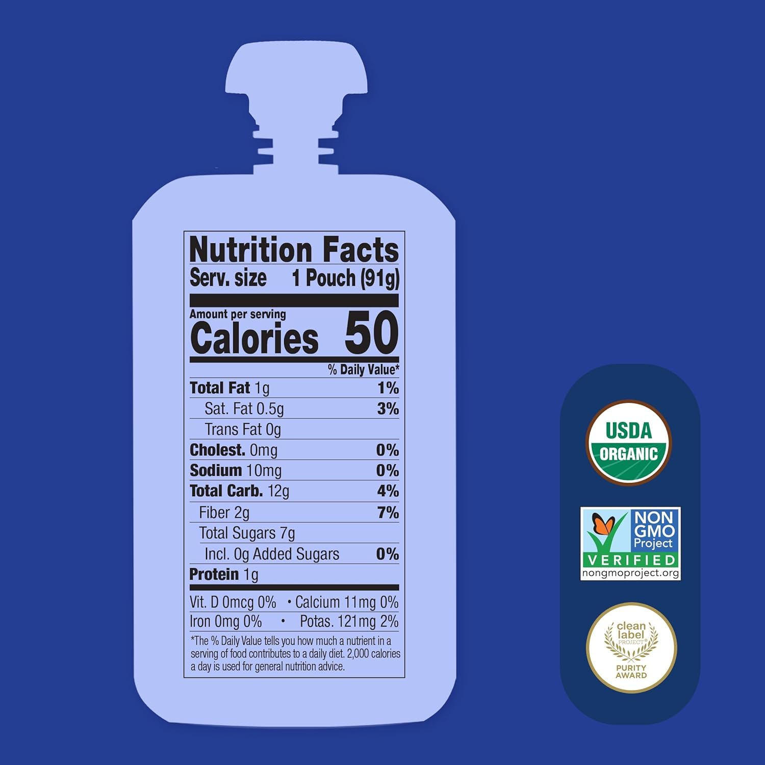Once Upon a Farm, Mama Bluberry, Refrigerated Pouches, USDA Certified Organic, Non-GMO, Cold-Pressure Protected, No Sugar Added, Pack of 16