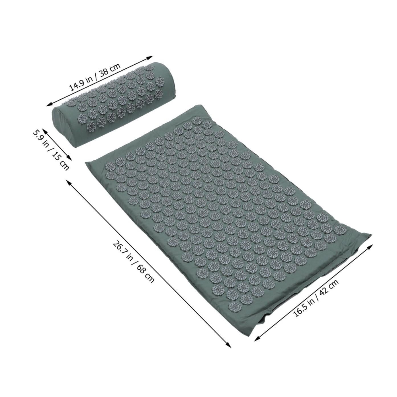Kit 2 Pièces de Tapis de Massage et Coussin D'acupression Cervicale Confortable en Coton avec Paquet de Rangement Lavable pour Relaxation du Dos