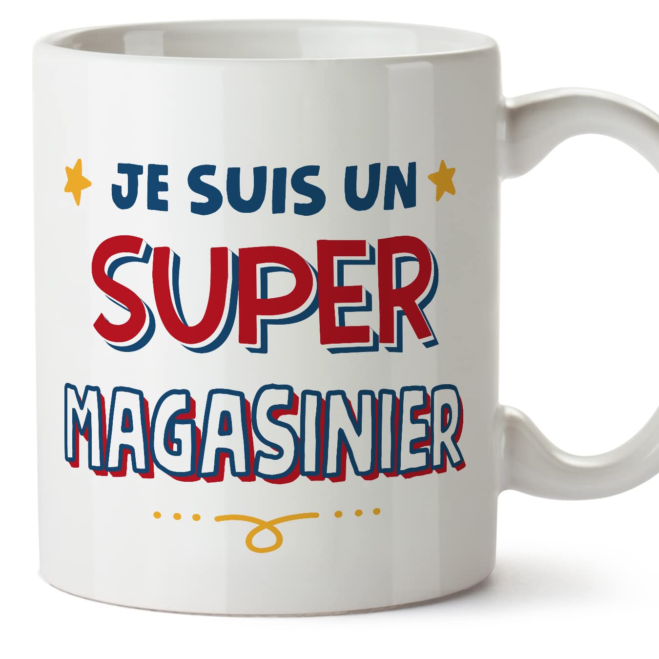 MUGFFINS Supermarket Stocker Man Mug - in French - Je Suis Super - Funny Gift for Colleagues - Ceramic 11oz Mug — image 1