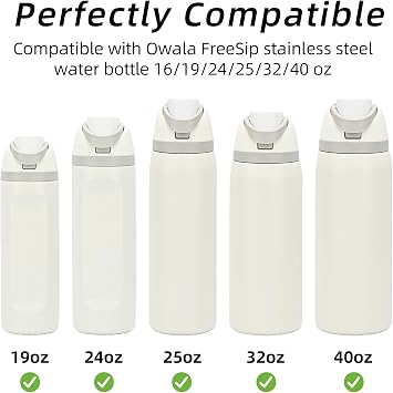 4Pcs Replacement Stopper and 4Pcs Bottle Seal Ring for FreeSip 16oz 19oz 24oz 32oz 40oz, BPA-Free Water Bottle Lid Silicone Accessories for Owala Water Bottle(Gray 4 +Brush)