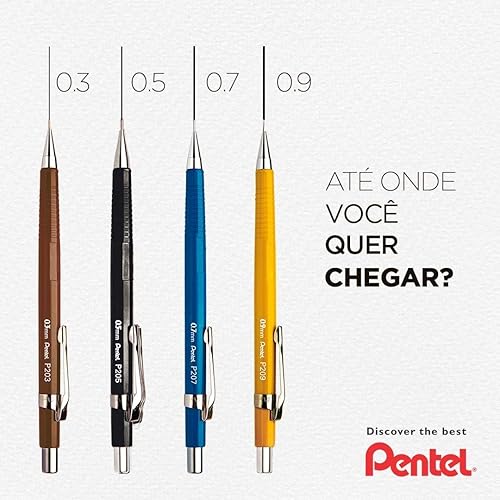 Miniatura 7 de Pentel Plomo mecánico de 0012in serie P200 con barril marrón